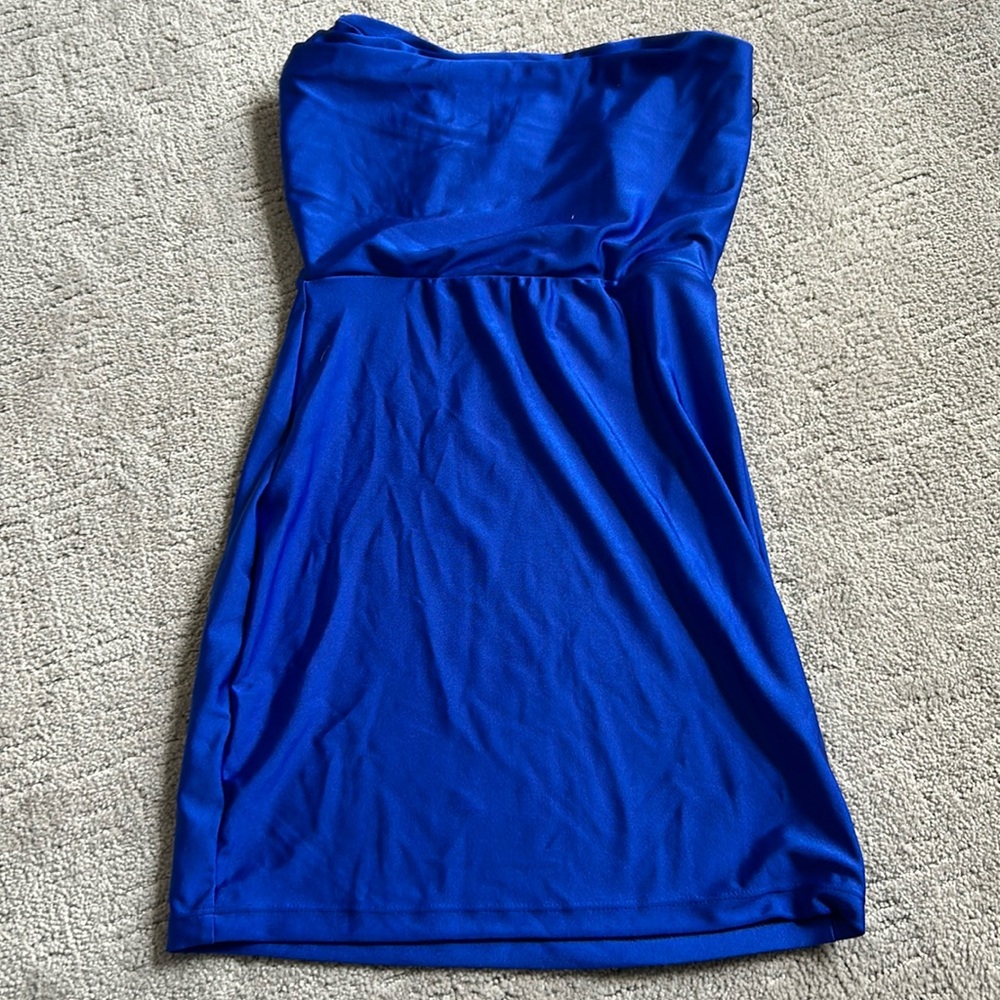 windsor strapless blue homecoming dress